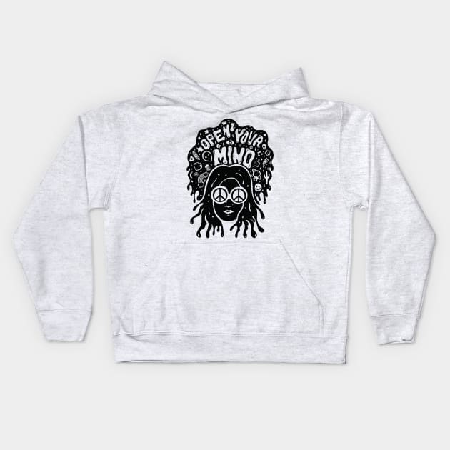 Open Your Mind Kids Hoodie by Doodle by Meg